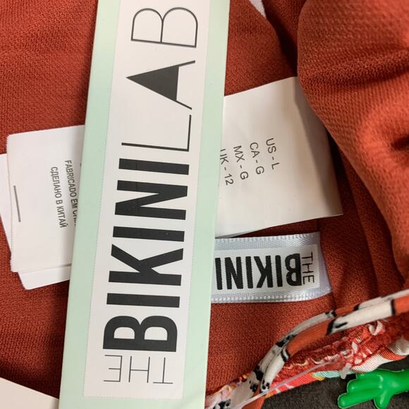 The Bikini Lab Copper Tropical Bandeau Bikini Top LARGE Bralette Convertible NEW - Picture 7 of 7